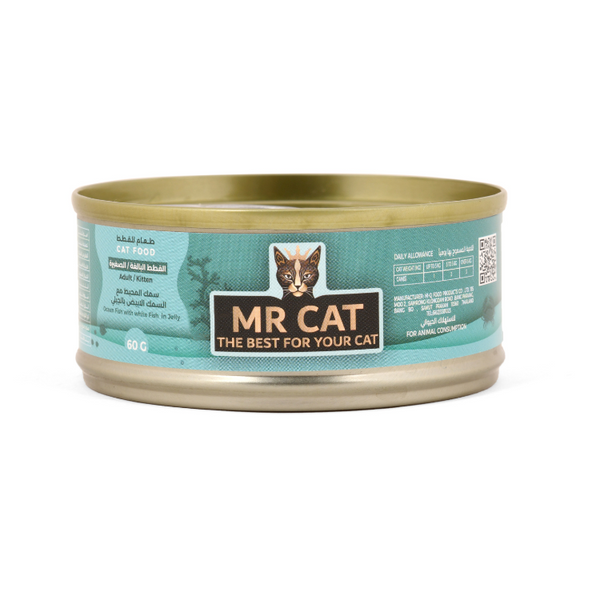 MR CAT Ocean Fish with white Fishin Jelly 60g مستر كات سمك المحيط مع السمك الابيض بالجيلي 60 جم