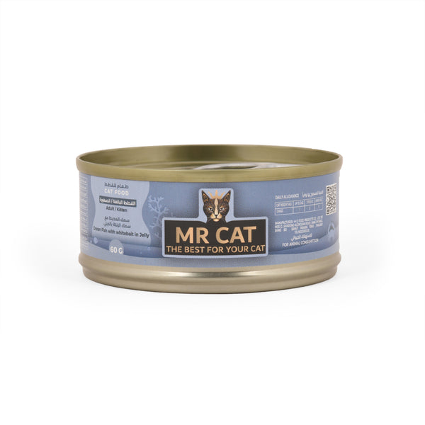 MR CAT Ocean Fish with whitebait in Jelly 60g مستر كات سمك المحيط مع سمك الرنكة بالجيلي 60 جم